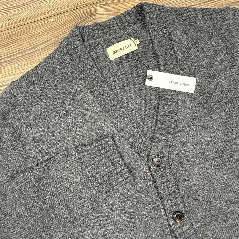 Taylor Stitch Mens 40 MEDIUM Eastmoor Cardigan Graphite Wool Heather Grey NWT